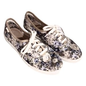 Hotter shoes floral print blue green cream size 5